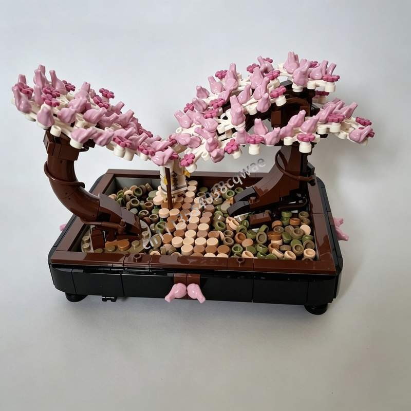 Bonsai Garden Lego - 673-teiliger Bonsai-Park Kirschblütenbaum MOC Bausteine Garten-Landschaftsmodell
