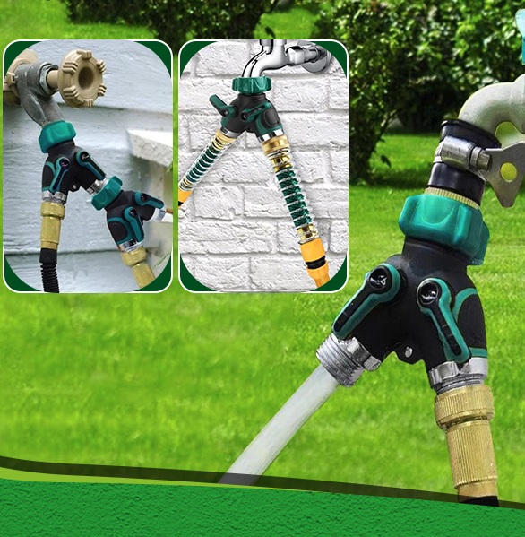 Gardena Hose Comfort - 2 Stück 2-Wege-Schlauchverteiler, Y-förmiges Ventil, Metall-3/4-Zoll-Anschluss,