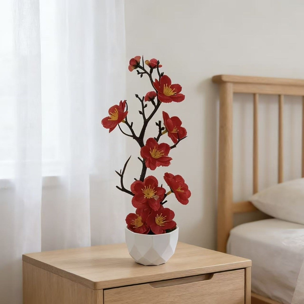 Rote Künstliche Pflaumenblüte  – Bonsai Garden Mini Bewertung und Preis